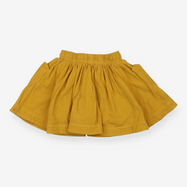 Yellow Cord Skirt Heart Pockets 