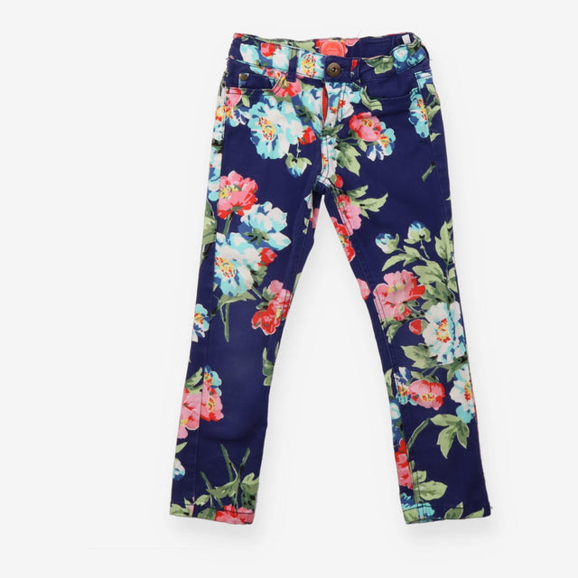 Skinny Blue Jeans with Bold Floral Print