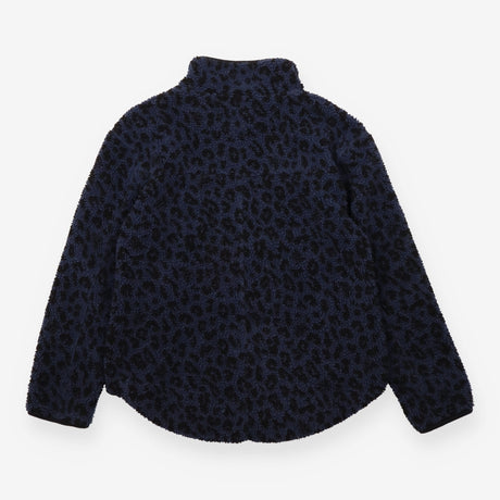 Jacket Navy Leopard Print Sherpa Fleece Full Zip