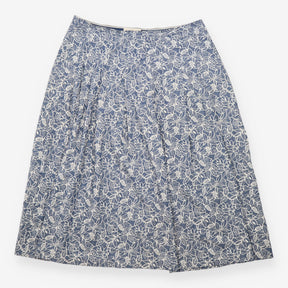 Jamboree Cotton Midi Skirt Blue Leaf Print