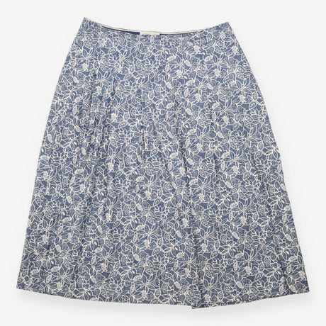 Jamboree Cotton Midi Skirt Blue Leaf Print