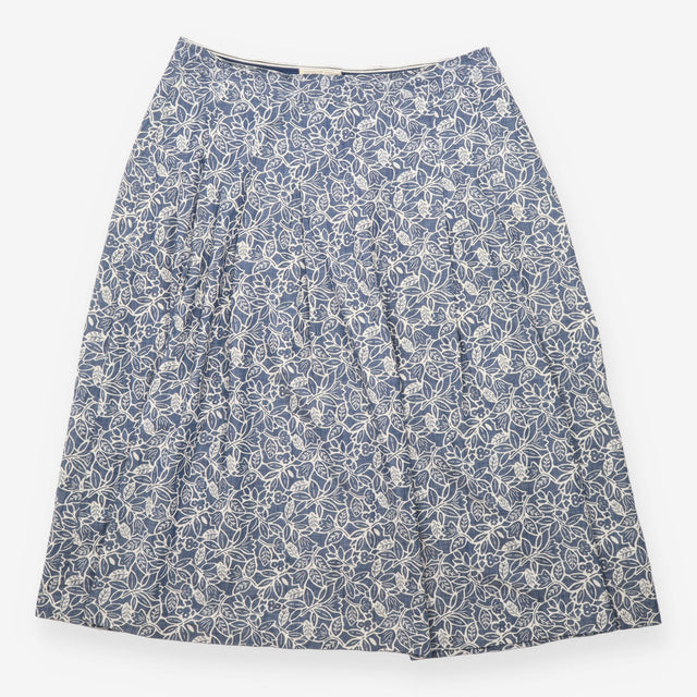 Jamboree Cotton Midi Skirt Blue Leaf Print
