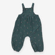 Green Cord Dungarees with Roses