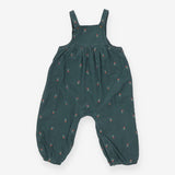 Green Cord Dungarees with Roses