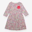 Dress Long Sleeve Floral with Pink Flower Applique