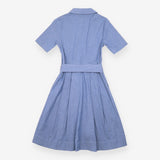 Dress Light Denim Cotton Blend Shirt Midi Tie Wais