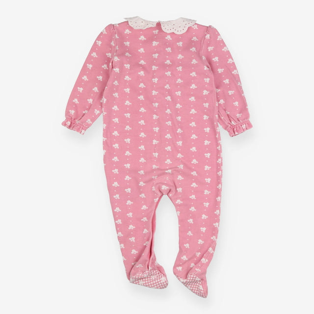 Pink Flower Sleepsuit Frill Collar