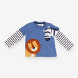 Navy t-shirt long sleeve with stripe lion zebra