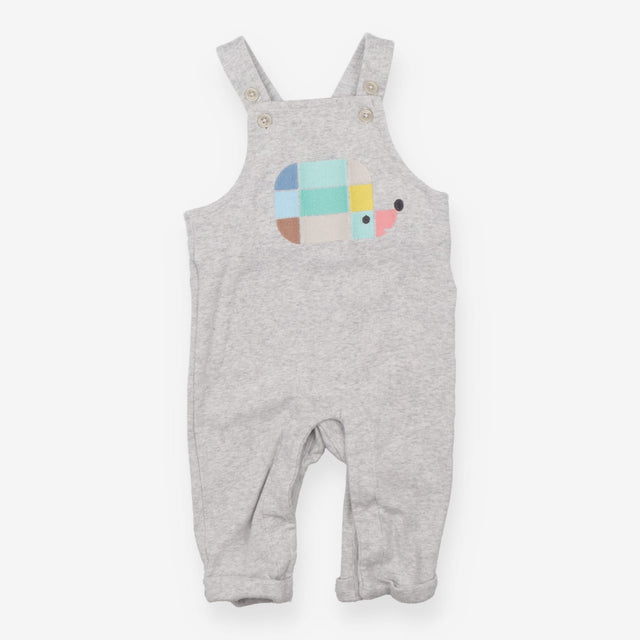 Dungarees grey colour block hedgehog