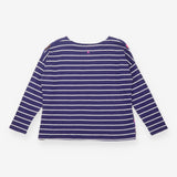 Top Navy Floral Stripe Oversized Batwing Sleeve