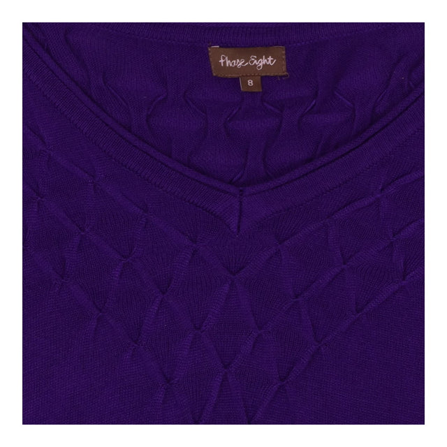 Fine Knit V‑Neck Jumper in Purple