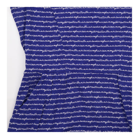 Jersey Dress Blue Script Print Short Sleeve Pocket