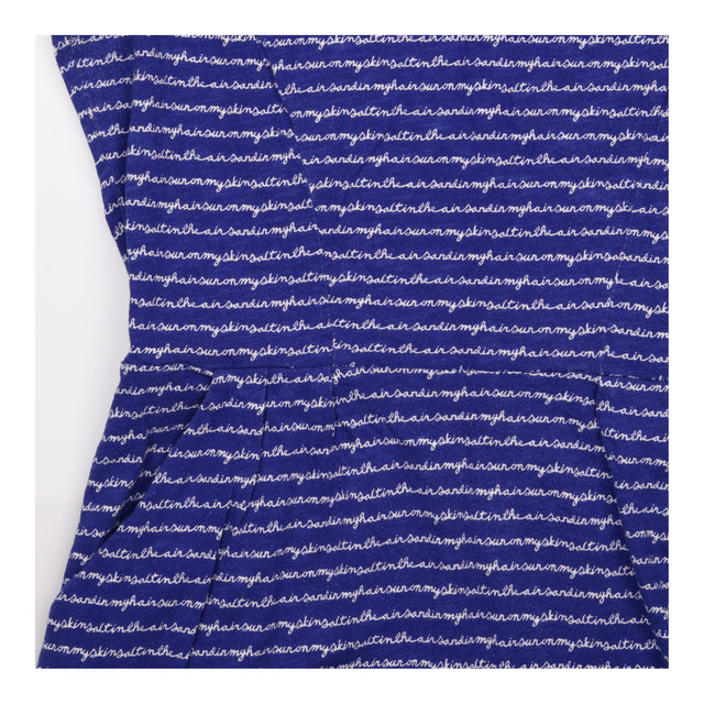 Jersey Dress Blue Script Print Short Sleeve Pocket
