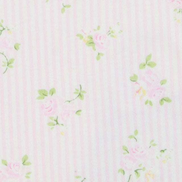 Sleepsuit pink stripe flowers collar