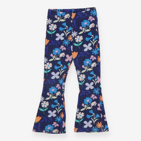 Leggings navy rib flowers
