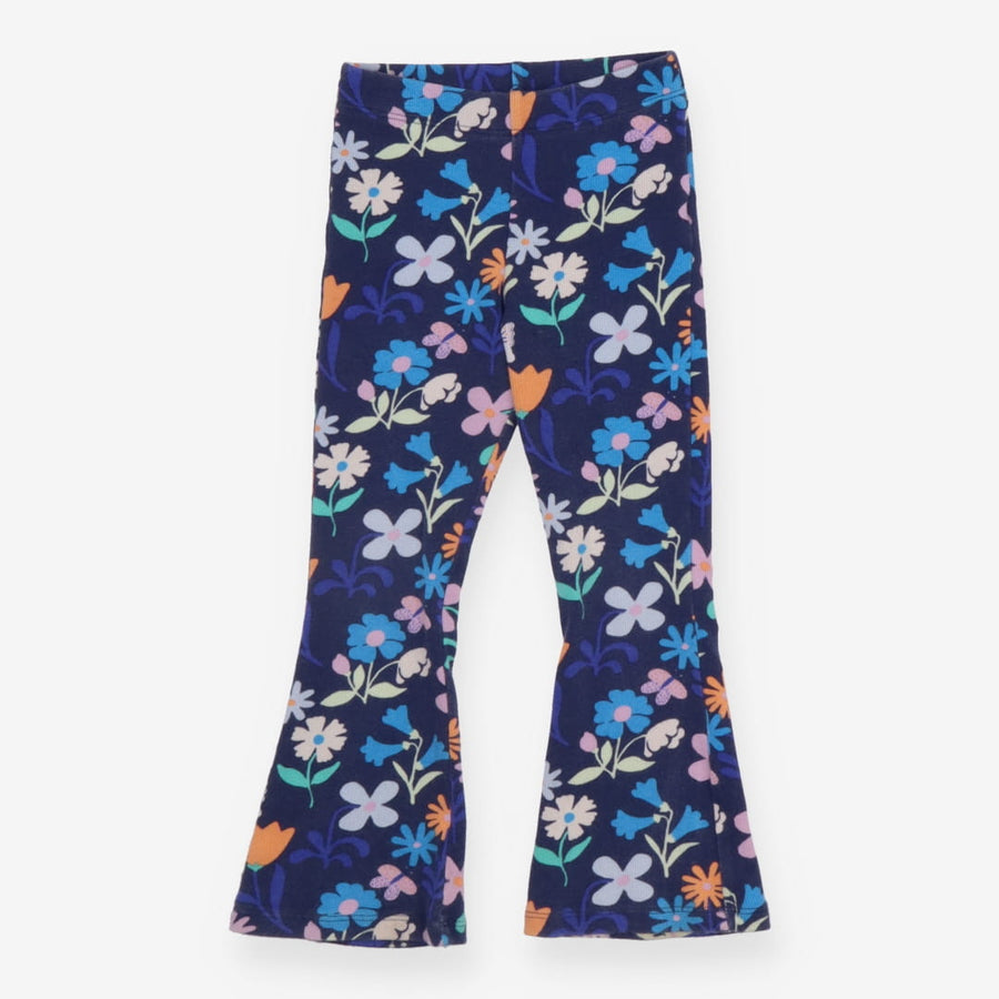 Leggings navy rib flowers