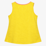 Linen Top Embroidered Neckline Sleeveless Tank