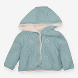 Cardigan Duck Egg Blue Fleece Lined 