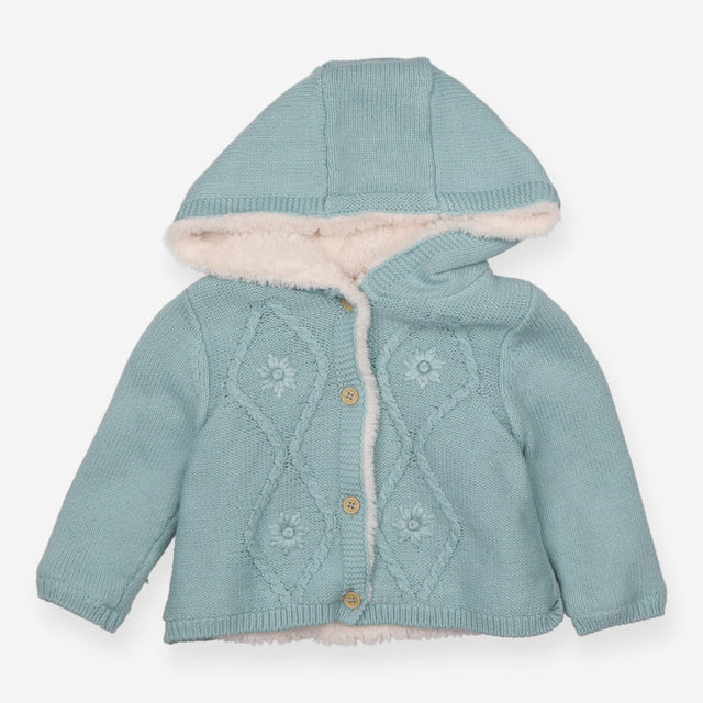 Cardigan Duck Egg Blue Fleece Lined 