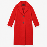 Red Wool Blend Single Breasted Coat