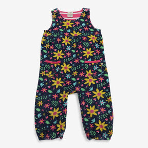 Navy corduroy romper flowers