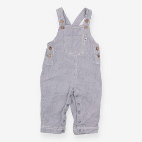 Woven Dungaree Blue Strip with Wooden Buttons
