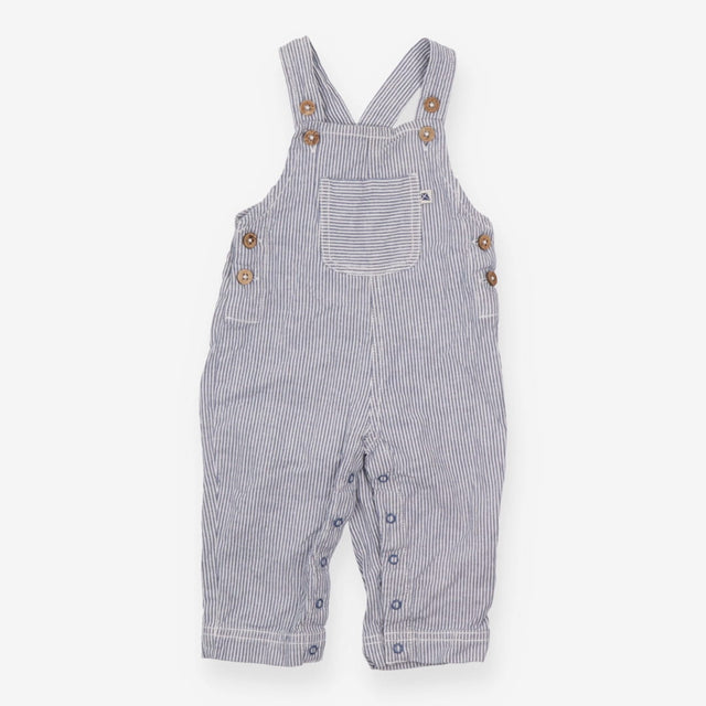 Woven Dungaree Blue Strip with Wooden Buttons