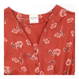 Midi Dress Rust Floral TENCEL V Neck