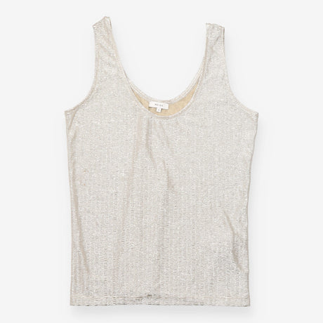 Top Metallic Textured Sleeveless Silver Gold
