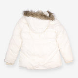 Indigo Collection White Padded Coat Faux Fur Hood