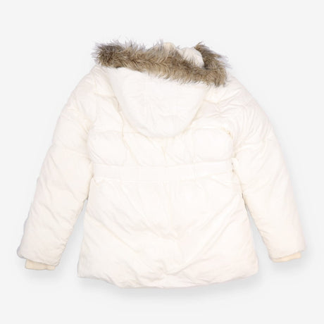 Indigo Collection White Padded Coat Faux Fur Hood