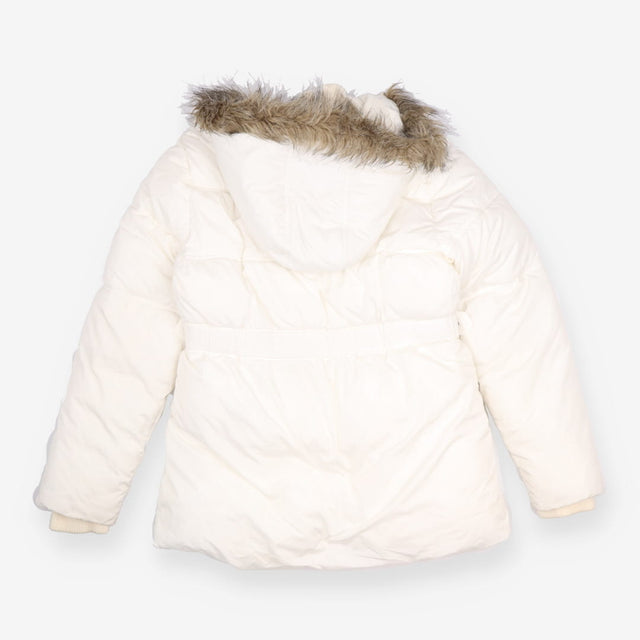 Indigo Collection White Padded Coat Faux Fur Hood