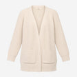 Cardigan Cream Open Front Pockets Cotton Knit