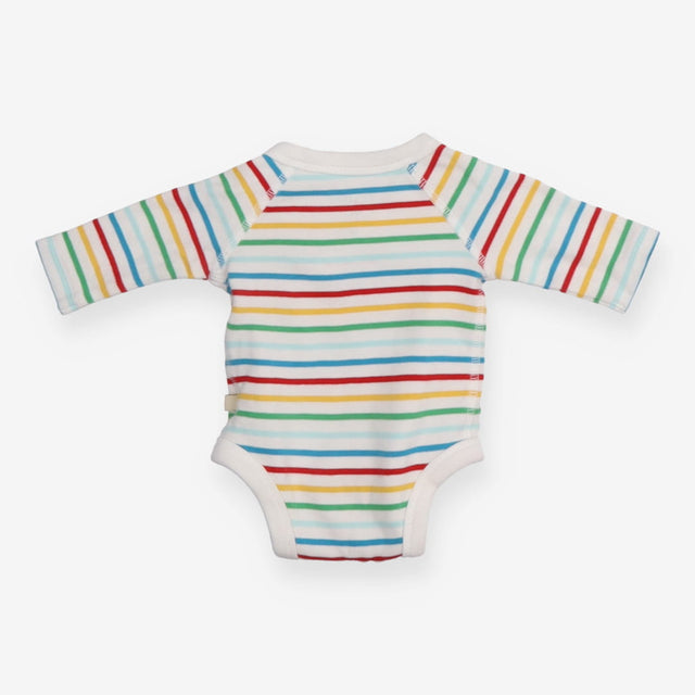 Wrap bodysuit white rainbow striped