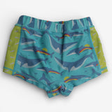Swim Trunks Blue and Yellow with Whales