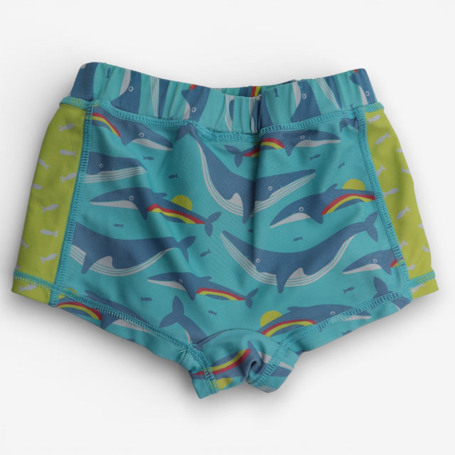 Swim Trunks Blue and Yellow with Whales