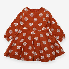 Dress Long Sleeved Cord Brown Hedgehogs