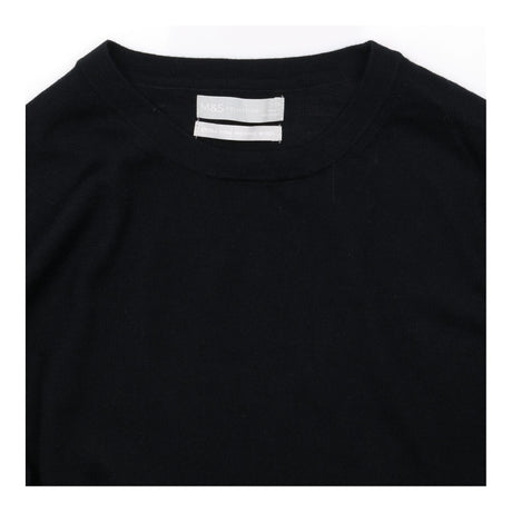 Jumper Black Extra Fine Merino Wool Crew Neck Long