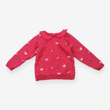 Sweater collar pink birds flowers