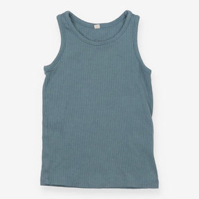 Blue Ribbed Vest Top