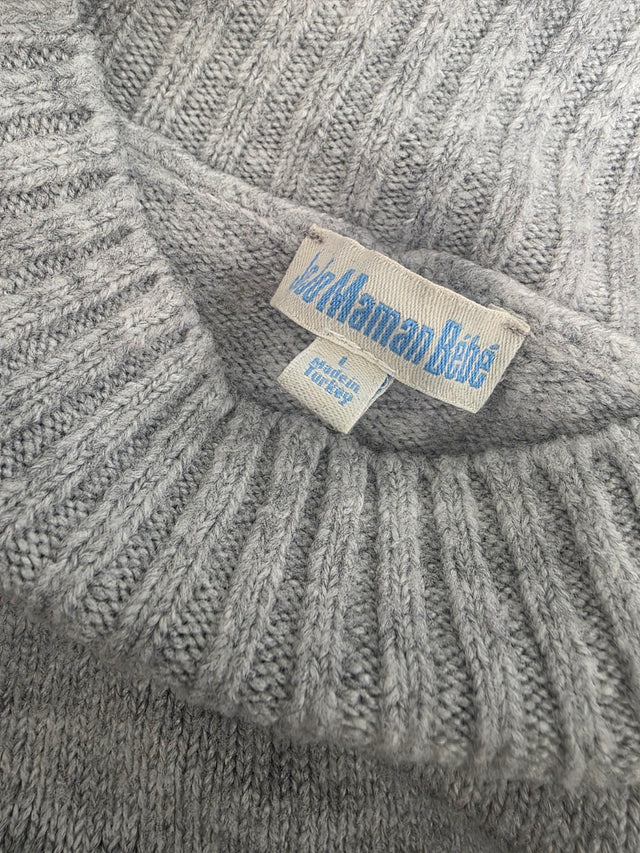 Maternity Nursing Jumper Grey Cream Stripe Turtle 
