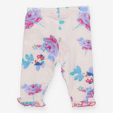 White Floral Leggings with Frill cuff