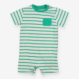 Romper Jersey Green Striped Pocket