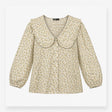 Yellow Floral Statement Collar Long Sleeve Blouse
