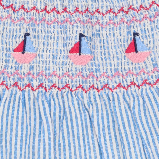 Tunic Smocked Blue Stripe Sailboats