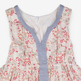 Dress white  pink floral with chambray stripe