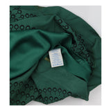 Teal Green Embroidered Scallop Sleeve Shift Dress