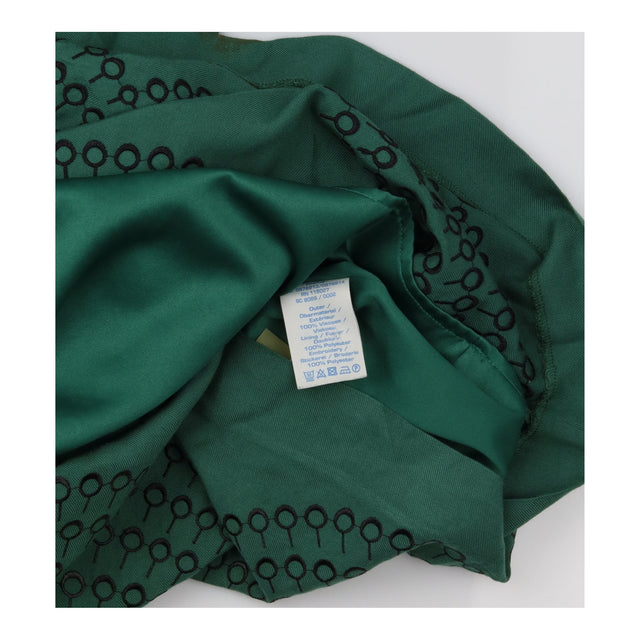 Teal Green Embroidered Scallop Sleeve Shift Dress