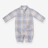 Romper Collared Blue and Grey Check