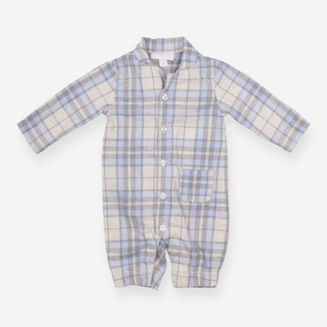 Romper Collared Blue and Grey Check